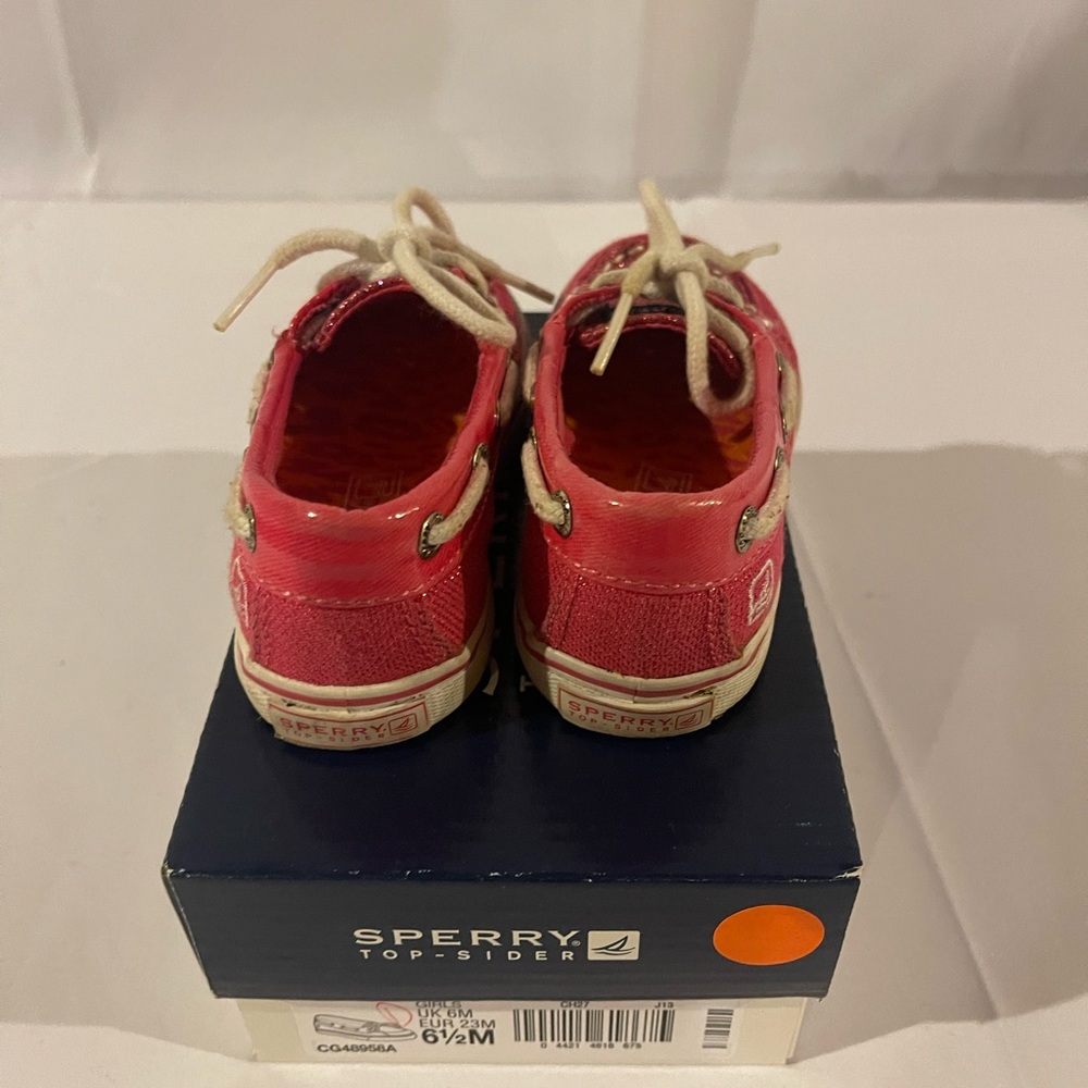 Sperry Top-Sider Biscayne 1 Eye Toddler Moc Toe Canvas Pink Boat Shoe  Size 6.5M - Picture 5 of 8